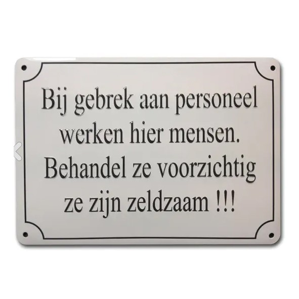 gebrek personeel